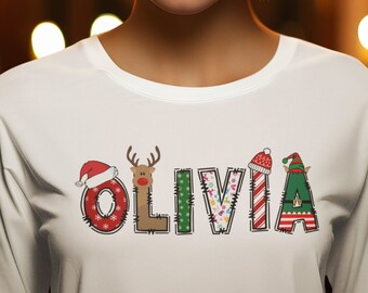 Custom Christmas Sweatshirt, Personalized Sweatshirts, Christmas Crew Shirt, Christmas Name Sweatshirt, Gift for her, Personalized Gifts