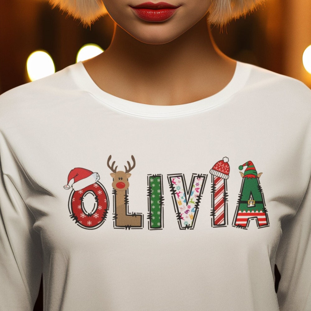 Custom Christmas Sweatshirt, Personalized Sweatshirts, Christmas Crew Shirt, Christmas Name Sweatshirt, Gift For Her, Personalized Gifts