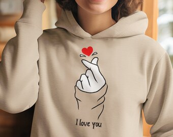 Love Sign Shirt,  Finger Heart Shirt, Valentine's Day Sweatshirt, Love sweatshirt,  K Pop Shirt, Valentine's Gift, Valentine Gift for her