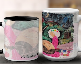 Taza de dibujo personalizada para niños, taza de arte para niños, taza de dibujo para niños, regalo de taza personalizado, regalo para la abuela, regalo para el abuelo, regalo de Navidad
