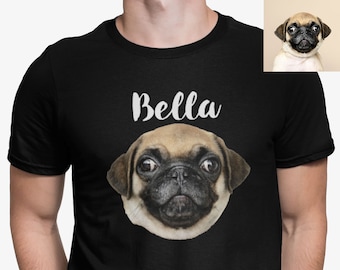 Custom Dog Shirt, Custom Pet Face Shirt, Custom Pet Portrait, Pug Dog Mom Shirt, Gifts for Dog Lovers, Dog Cat photo Shirts, Pet loss gifts