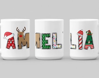 Personalized Mug, Custom Name Mug, Hot Chocolate Mug, Personalized Christmas Gift Mug, Gift for Kids, Birthday Gift Mug, Holiday Coffee Mug