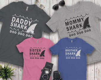 Family shark shirts, Shark Family Shirt, Mommy Shark Shirt, Daddy Shark Shirt, Brother Sister Baby Shark Doo Doo Matching Family Shark shirt