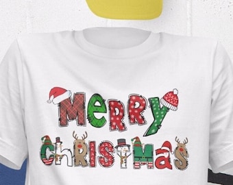 Christmas tshirt, Merry Merry Christmas shirt, Christmas Gift for her,Christmas Gift for him, Christmas Letters shirt,Family Christmas shirt