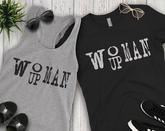 Woman Up, T-shirts for women, Tank, Racer Back, Mom, Plus Size, Graphic Tee T-Shirts, Mother's Day