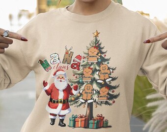 Custom NaNa Claus Sweatshirt, Personalized Sweatshirts, Grandma Claus Shirt,  NaNa Sweatshirt, GiGi Sweatshirt, Gift For Gigi, Gift for PaPa