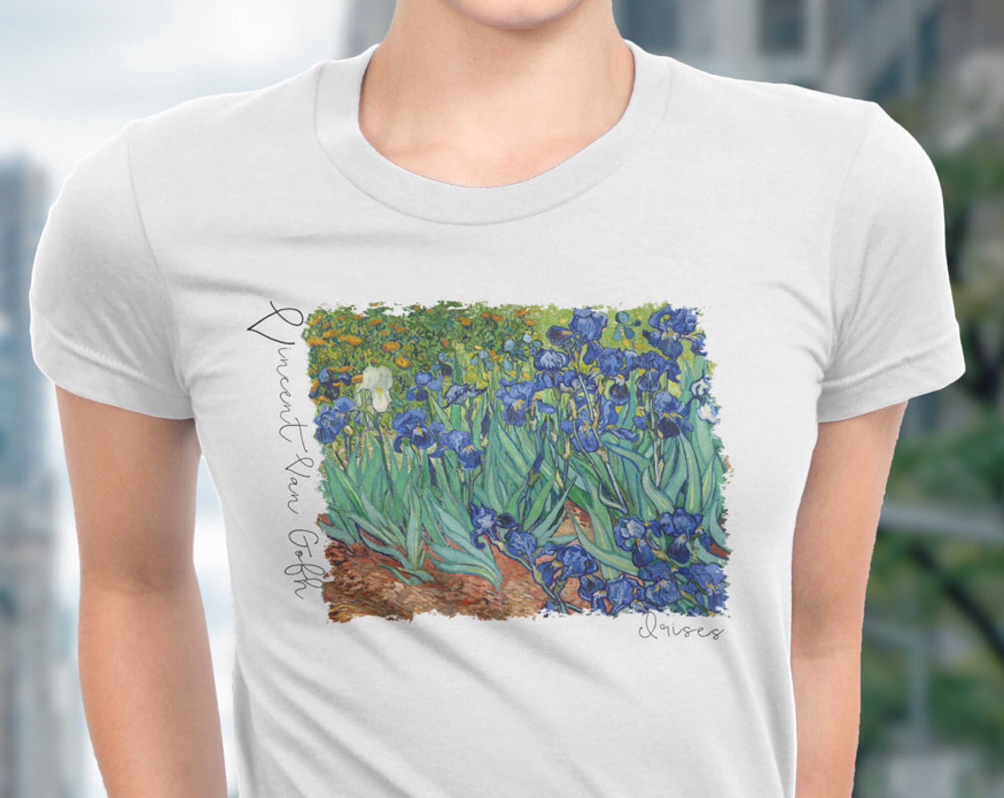 Vincent Van Gogh Irises, Artwork Graphic Tee T-shirts