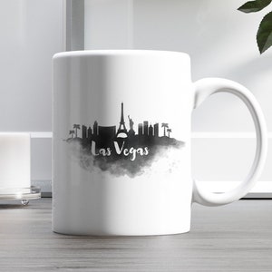 Las Vegas City Skyline Coffee Mug, Black Watercolor, Nevada Mug,  Travel Mug Gift