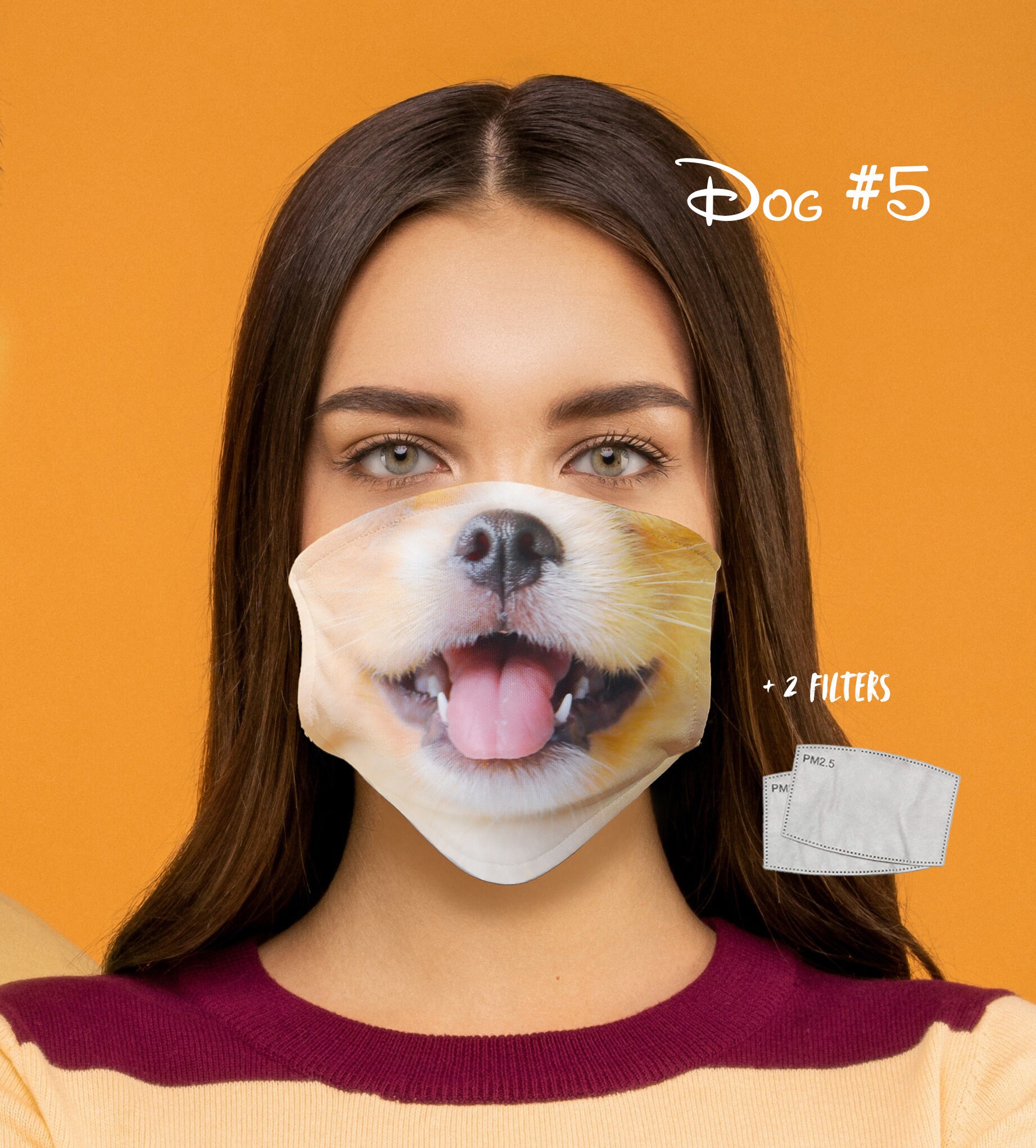 Funny DOG Mouth Mask With TWO Filters and Pocket Washable Etsy