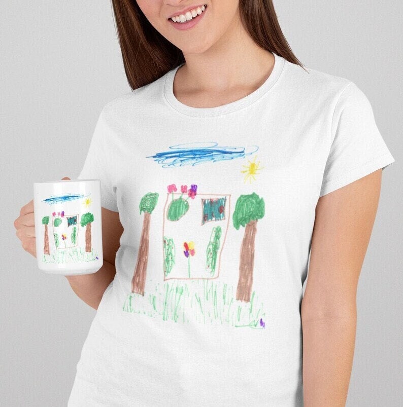 Custom drawing shirt, Personalized T-shirt, Child's Kids drawing, Drawing shirts, Kids art, Personalized Gift, Christmas Birthday Gift image 2