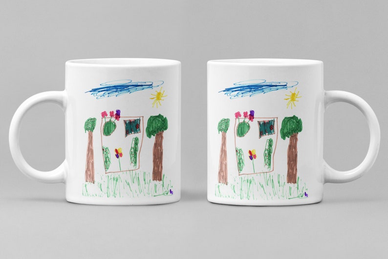 Personalized Kids Drawing Mug, Kids Artwork Mug, Child's Drawing Mug, Make Your Own Mug, Personalized Gift, Gift for Parents, Grandparents zdjęcie 2