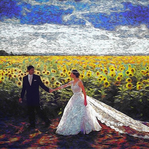 Make Your Photo to the Van Gogh Style Painting Digital Artwork, Custom wedding portrait, Personalized Gift, Bridal shower gift