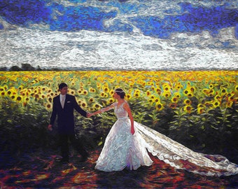 Make Your Photo to the Van Gogh Style Painting Digital Artwork, Custom wedding portrait, Personalized Gift, Bridal shower gift