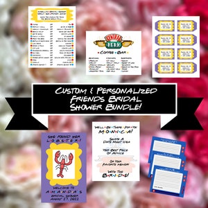 Friends Bridal Shower Bundle, Custom Friends Theme Party Bundle, Friends Games Signs Advice Cards Favors Tags, Digital Friends Shower Bundle