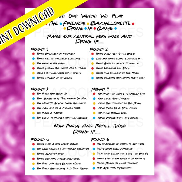 Drinking Game Printable - Etsy