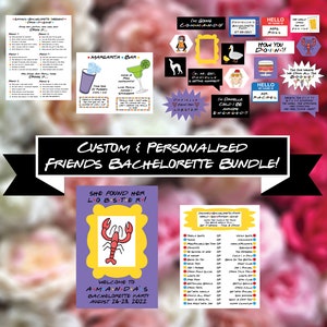 Benutzerdefinierte Freunde Junggesellinnenabschied Hen's Party Bundle, Freunde Themenparty Bundle, Freunde Thema Spiele Schilder Photo Booth Requisiten Digitales Bundle