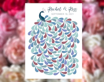 Custom Peacock Wedding Guest Book Alternative Digital Download