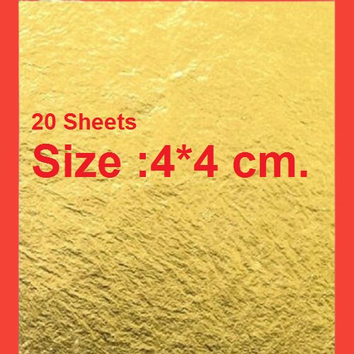20 sheets of Edible Gold Leaf 8.5cm x 8.5cm 24 Carat Decor, UK