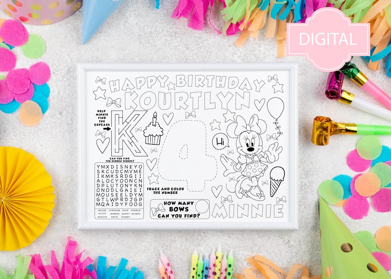 Minnie Mouse Party Games Coloring Printable PDF-JPG-PNG - Etsy