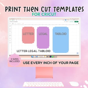 Plantilla para imprimir y cortar al máximo / Diseño de calcomanías tamaño carta y legal / Tamaños más usados / Truco para imprimir y cortar con Cricut / Reducir el desperdicio de papel / Digital