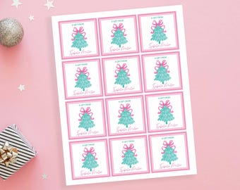 PERSONALIZABLE Christmas Tags Tree Bow Topper Printable PDF file