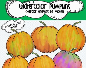 Watercolor Fall Pumpkins Clipart