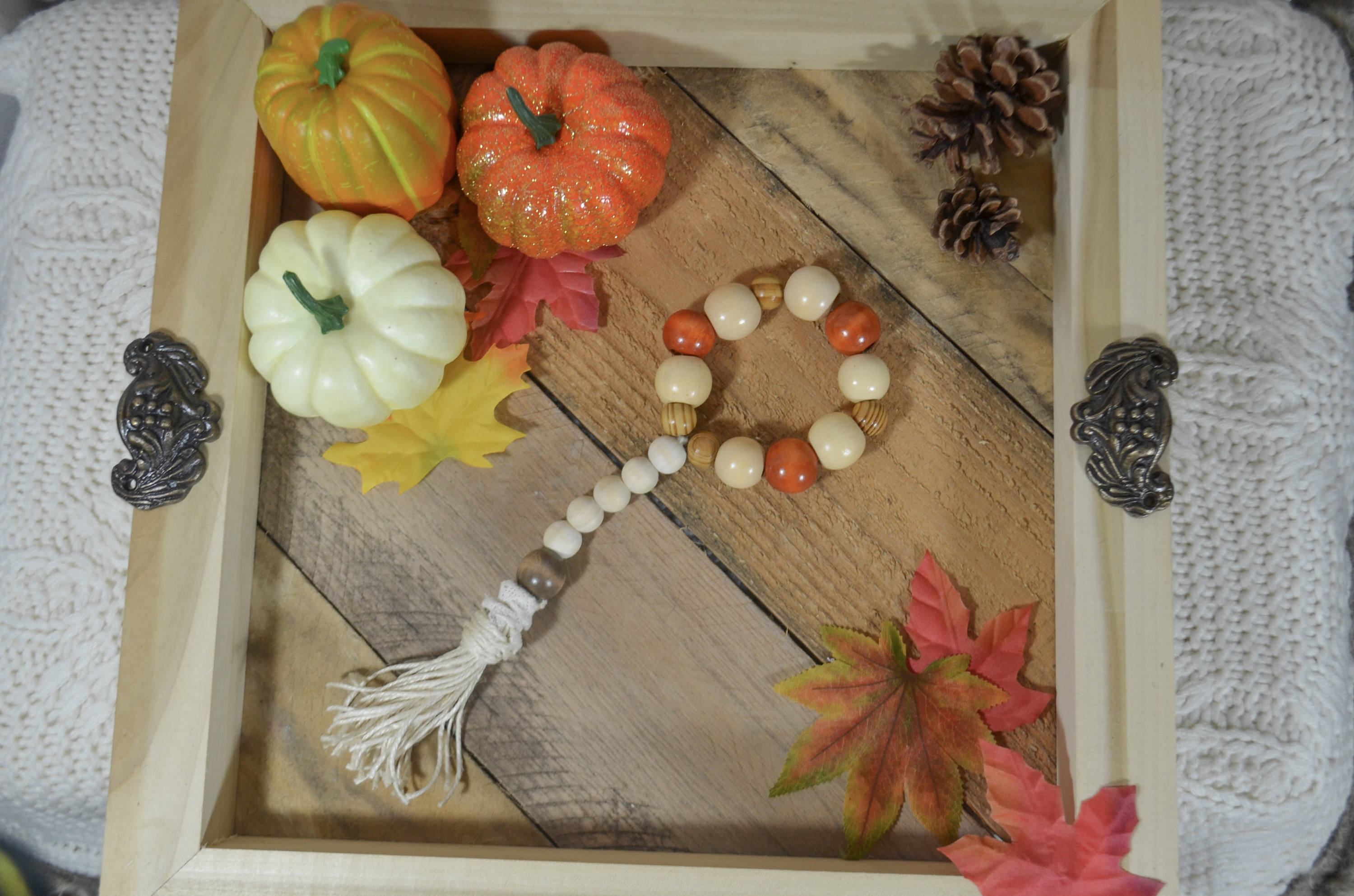 Fall colored looped bead garland with jute tassel | Etsy
