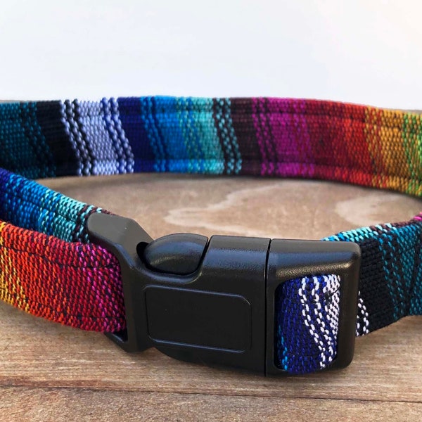 The "Palm Coast"  Boho Stripe Dog Collar by khowl * Hand woven cotton from Guatemala