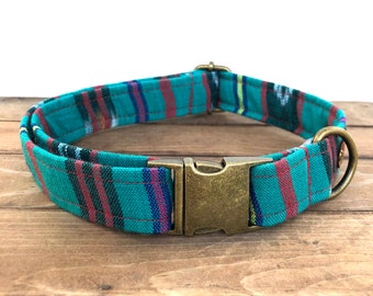 The "Daytona"  Boho Stripe Dog Collar by khowl * Hand woven cotton from Guatemala