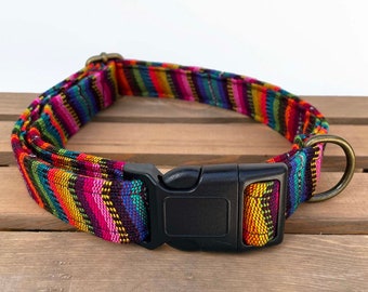 NEW-The "Tampa"  Boho Stripe Dog Collar by khowl * Hand woven cotton from Guatemala