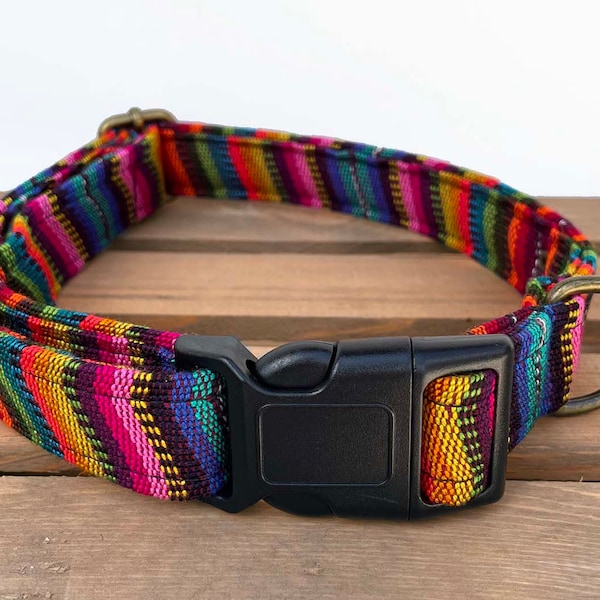 NEW-The "Tampa"  Boho Stripe Dog Collar by khowl * Hand woven cotton from Guatemala