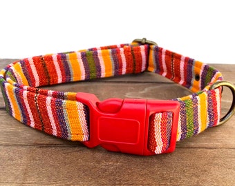 The "Pompano"  Boho Stripe Dog Collar by khowl * Hand woven cotton from Guatemala