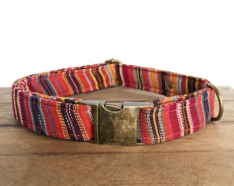 The "Siesta Key"  Boho Stripe Dog Collar by khowl * Hand woven cotton from Guatemala