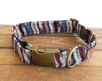 The "Spring Hill"  Boho Stripe Dog Collar * Hand woven cotton from Guatemala