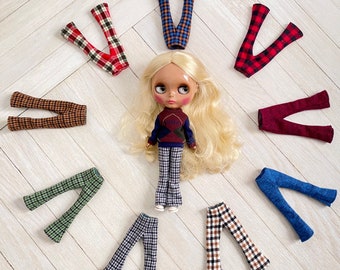 Winter Bell Bottom Checkered Pants for authentic Neo Blythe