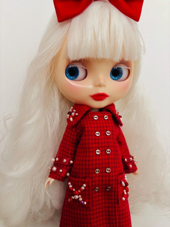 Beaded Back Vent Long Coat for Neo Blythe