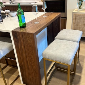 Walnut Kitchen Island Table with Waterfall Design, Breakfast Bar or Eat In Table