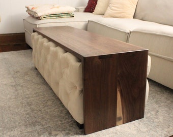 Walnut Ottoman Coffee Table - Custom Ottoman Table - Large Over Ottoman Table - Ottoman Top