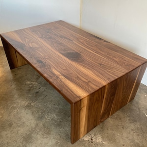 Large Waterfall Coffee Table, Oversized Walnut Coffee Table, Mid Century Modern Walnut Coffee Table