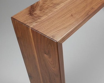 Walnut Console Table Handmade with Mitered Waterfall Joinery