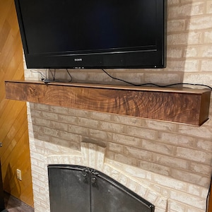 Walnut Fireplace Mantle, Modern Wood Mantel, Contemporary Fireplace Mantle, Handmade Waterfall Mantel