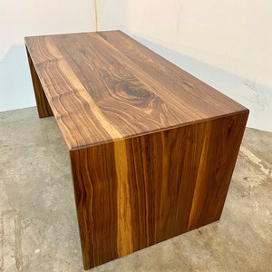 Waterfall Coffee Table in Solid Walnut | Mid Century Modern Coffee Table | Minimalist Coffee Table | Waterfall Edge Table