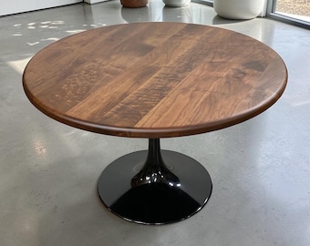 Round Walnut Dining Table with Tulip Base