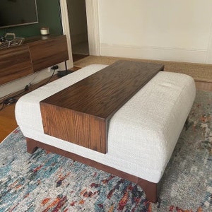 Ottoman Table Top Tray in Oak, Custom Ottoman Tray, Ottoman Cocktail Tray, Ottoman Table Overlay, Wood Ottoman Top