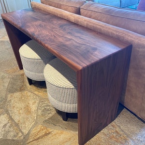 Walnut Waterfall Console Table, Walnut Entryway Table, Sofa Table, Waterfall Entry Table, Hall Table, Modern Waterfall Table
