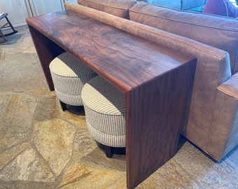 Walnut Console Table Handmade with Mitered Waterfall Joinery