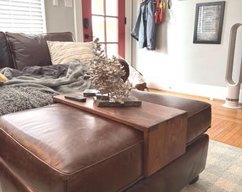 Handmade Walnut Ottoman Tray Table, Wood Ottoman Cover or Topper