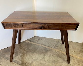 Mid Century Modern Desk With Drawers - Walnut Writing Desk - Solid Walnut Desk