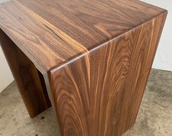 Walnut Waterfall End Table or Night Stand, Waterfall Side Table, Walnut Side Table, MCM End Table, Modern Wood End Table, Walnut Nightstand