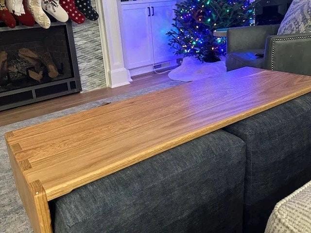 White Oak Ottoman Table Top Tray, Custom Made To Your Ottoman | Ottoman Overlay Table | Fitted Wood Ottoman Cocktail Tray